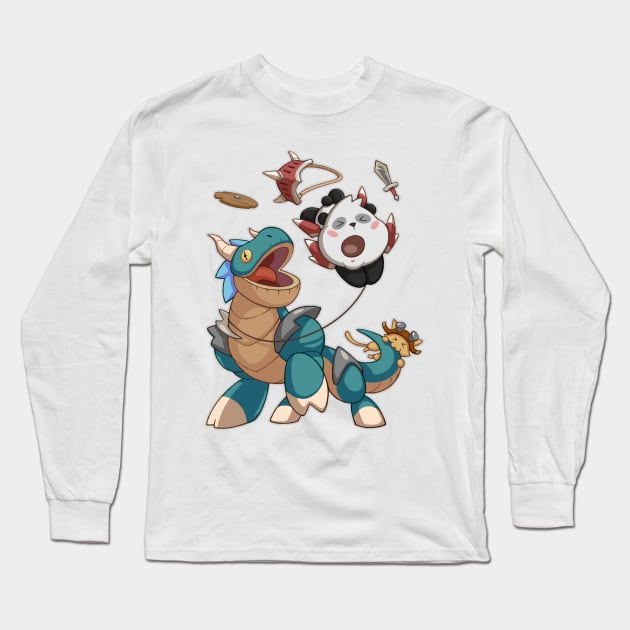 Monster Hunting Panda Long Sleeve T-Shirt by Art of Li